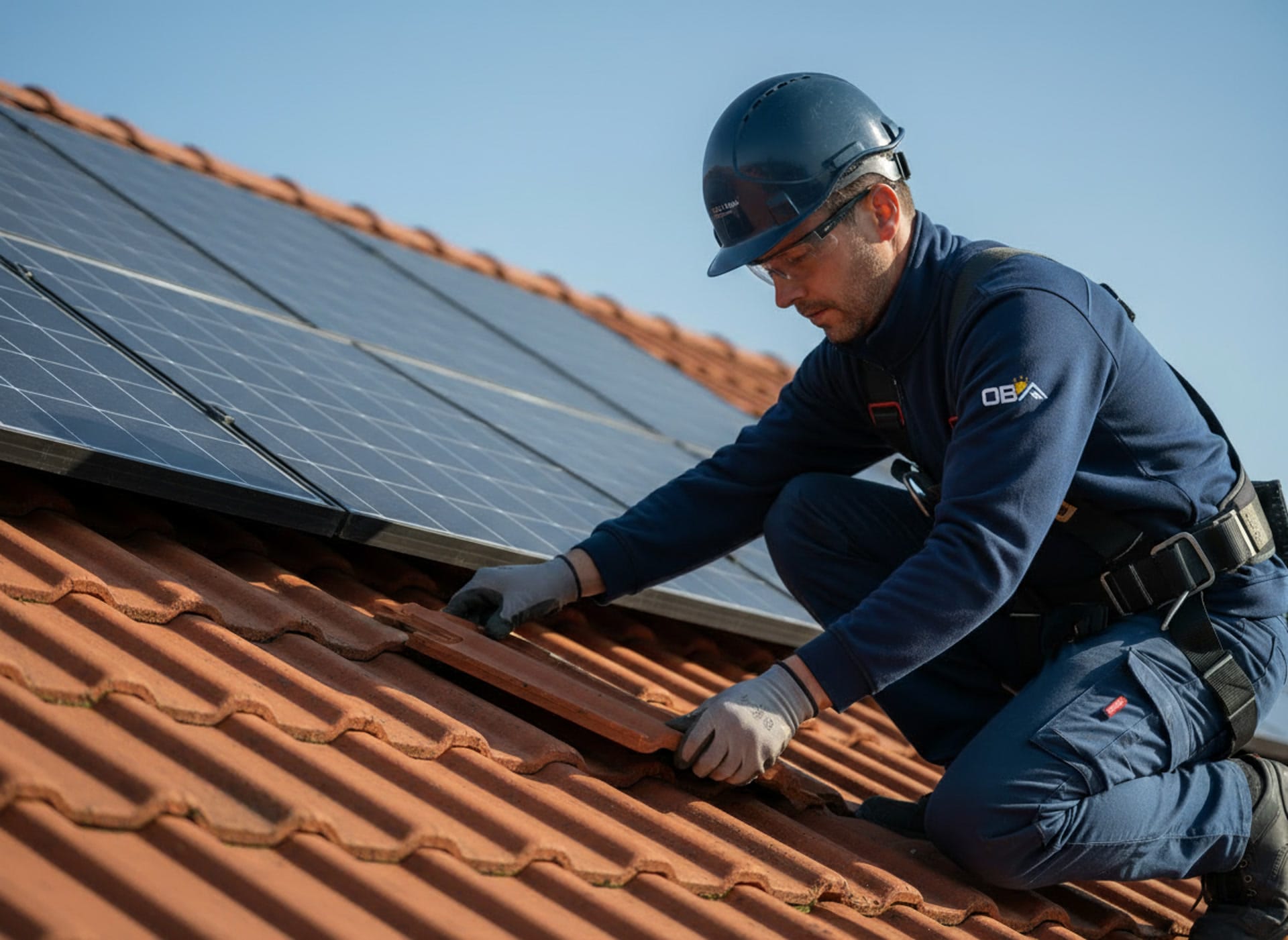Professionelle Solarinstallation auf einem Dach